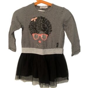 Striped Black and White Kids Dress